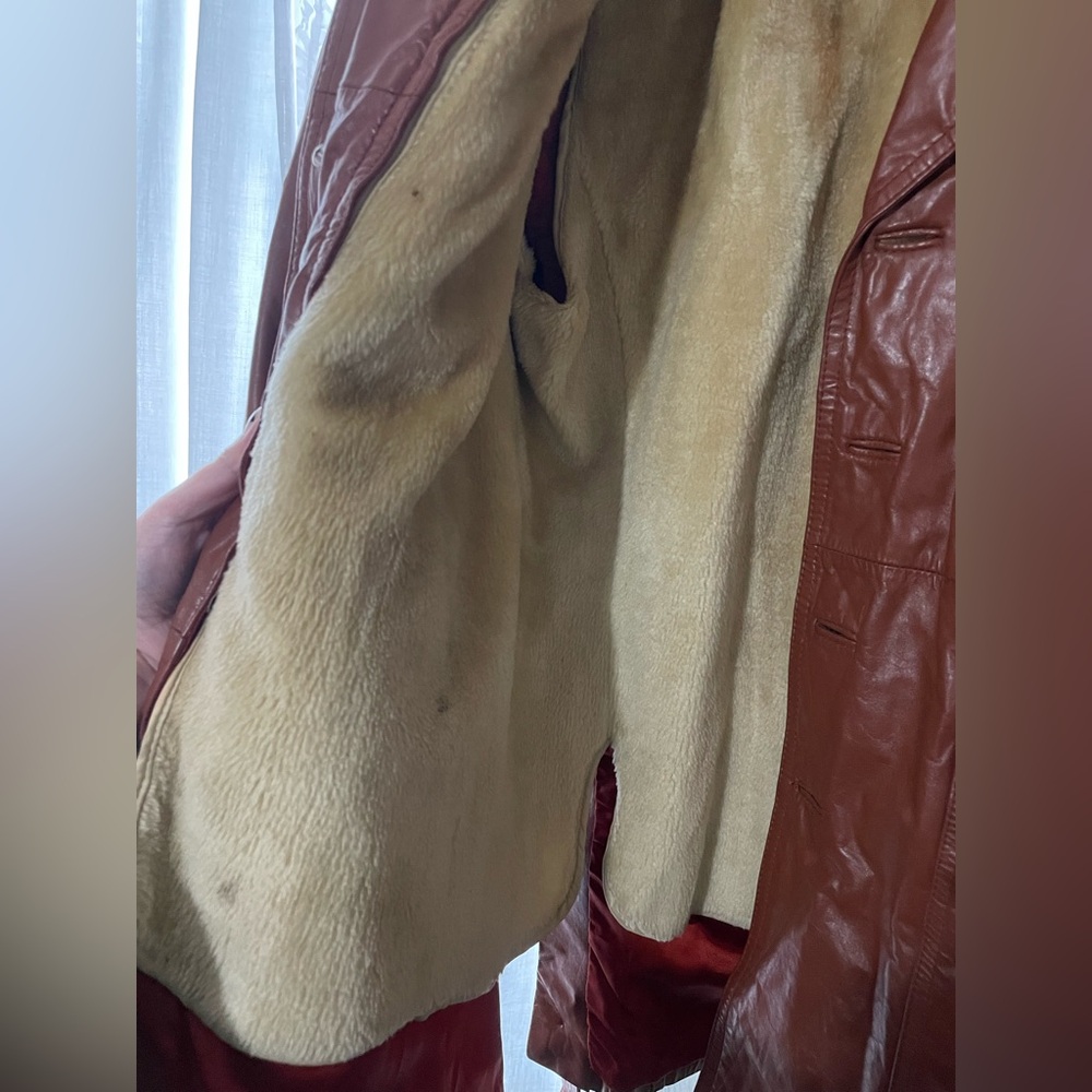 Martini Cognac Brown Leather Jacket with Removable Faux Fur Lining - Picture 7 of 16